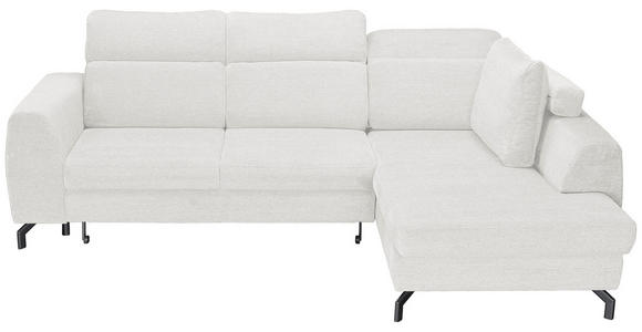ECKSOFA Weiß Chenille  - Schwarz/Weiß, KONVENTIONELL, Textil/Metall (266/185cm) - Carryhome