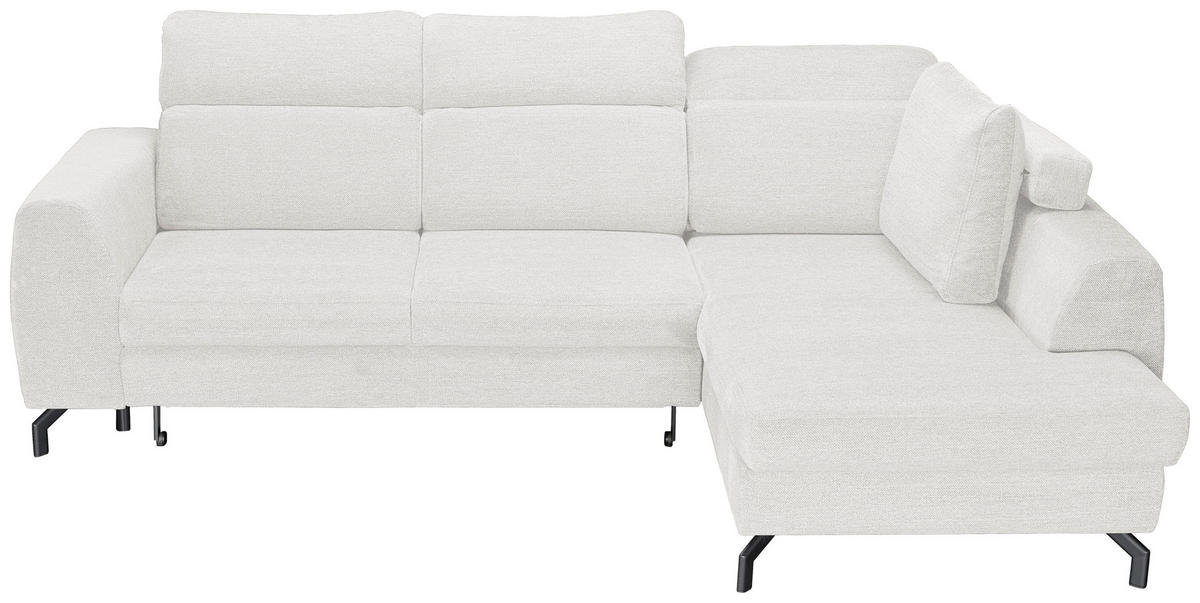 ECKSOFA Weiß Chenille  - Schwarz/Weiß, KONVENTIONELL, Textil/Metall (240/185cm) - Carryhome