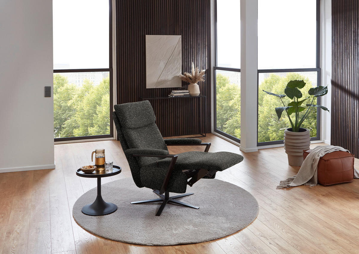 RELAXSESSEL in Textil Schwarzbraun  - Schwarzbraun/Schwarz, Design, Textil/Metall (68/117/85cm) - Cantus