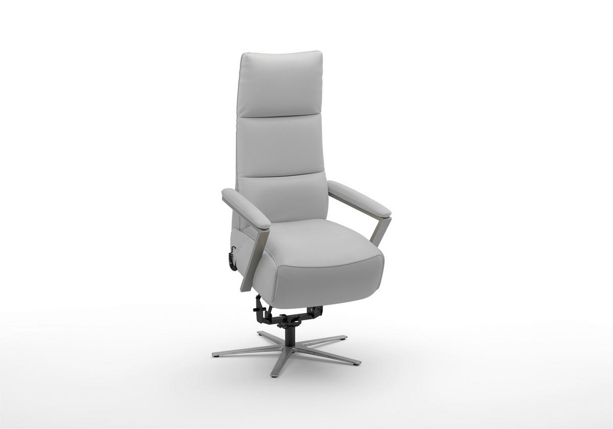 RELAXSESSEL Leder Hellgrau  - Silberfarben/Hellgrau, Basics, Leder/Metall (70/124/85cm) - Sit & More