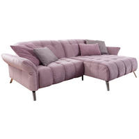 ECKSOFA Flieder Samt  - Flieder/Schwarz, MODERN, Textil/Metall (244/173cm) - Livetastic