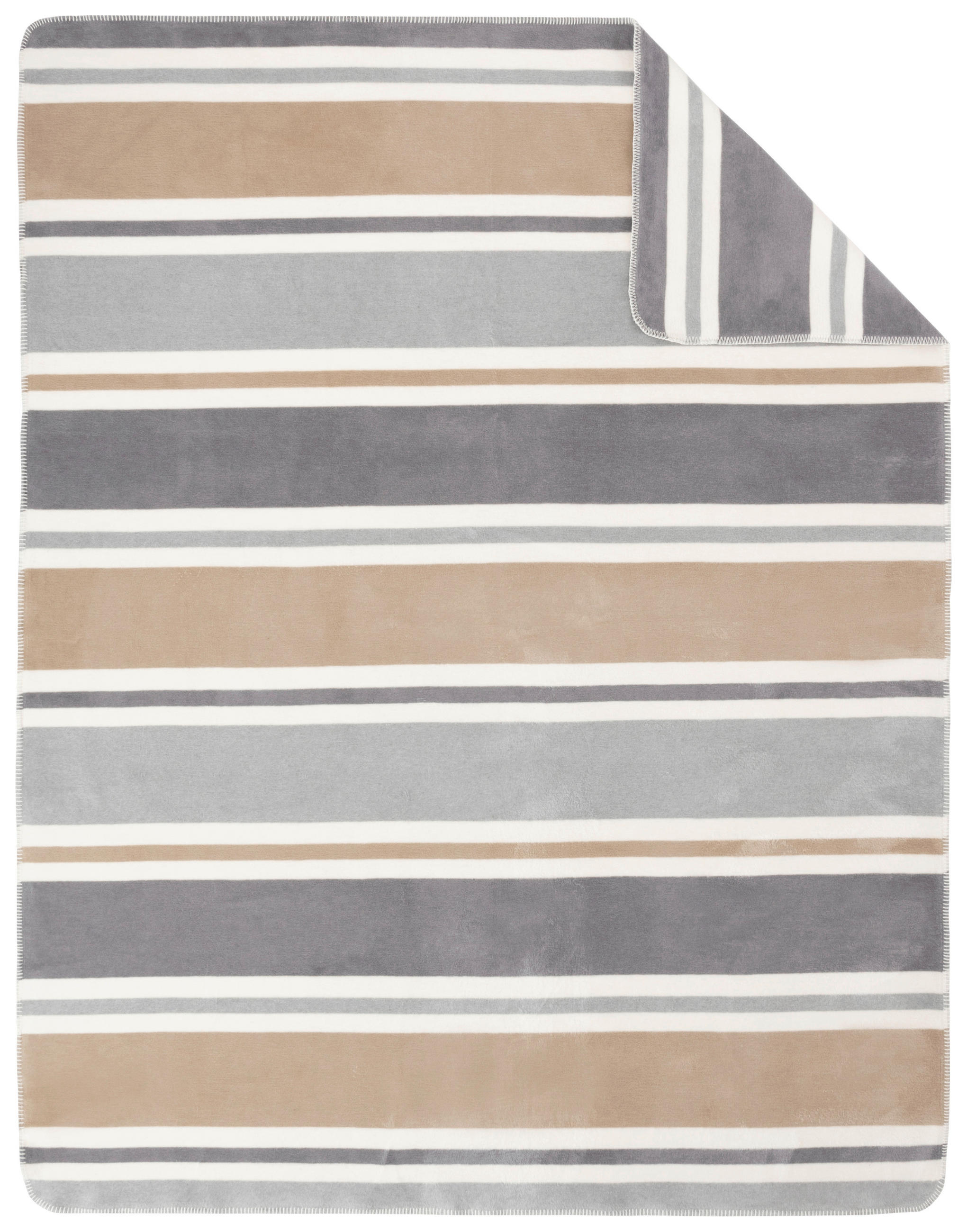 DOMÁCÍ DEKA, bavlna, 150/200 cm - šedá/bílá, Basics, textil (150/200cm) - Ibena