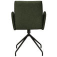 ARMLEHNSTUHL  , Typenauswahl, Sitzfläche 360° drehbar  , Webstoff, Mikrofaser  ,  - Schwarz/Olivgrün, Design, Textil/Metall (60/91/60cm) - Moderano