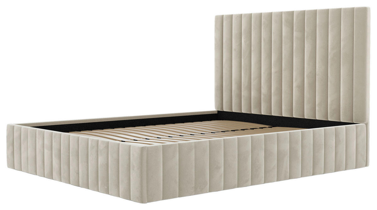 POLSTERBETT Bettkasten, Lattenrost 160/200 cm  in Beige  - Beige/Schwarz, Design, Holz/Textil (160/200cm) - Boxxx