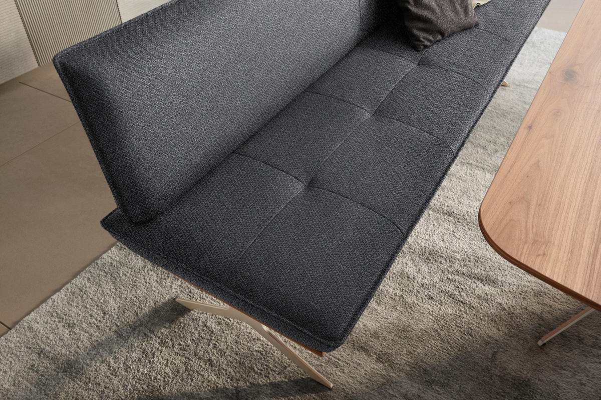 SITZBANK 214/88/66 cm  in Grau, Nussbaumfarben, Nickelfarben  - Edelstahlfarben/Nussbaumfarben, Design, Holz/Textil (214/88/66cm) - Koinor