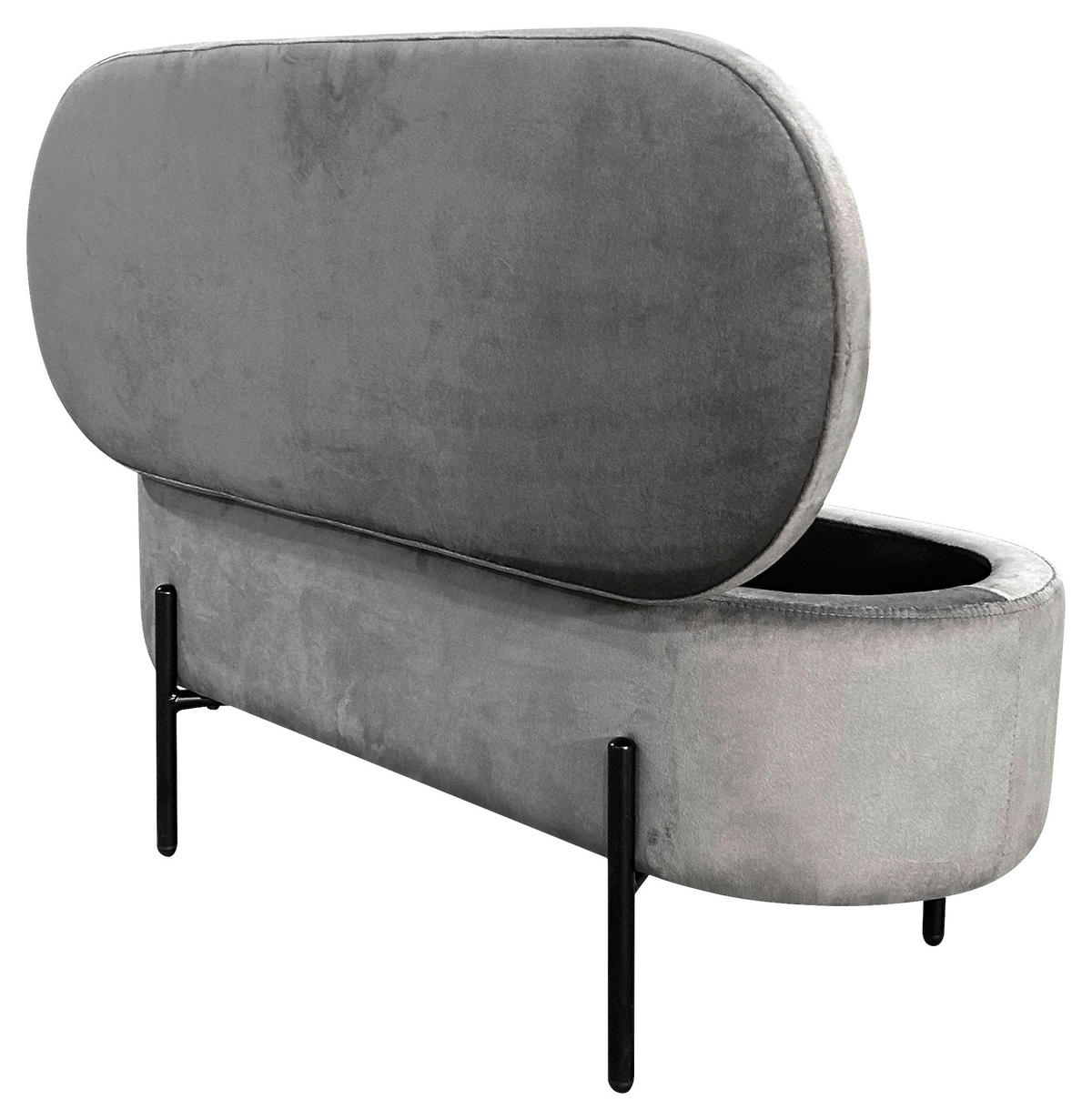 SITZBANK 95/42/37,5 cm Samt Grau, Schwarz  - Schwarz/Grau, Design, Textil/Metall (95/42/37,5cm) - MID.YOU