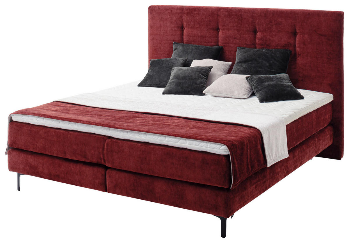BOXSPRINGBETT 200/200 cm  in Terracotta  - Terracotta/Schwarz, KONVENTIONELL, Holz/Holzwerkstoff (200/200cm) - Schöner Wohnen