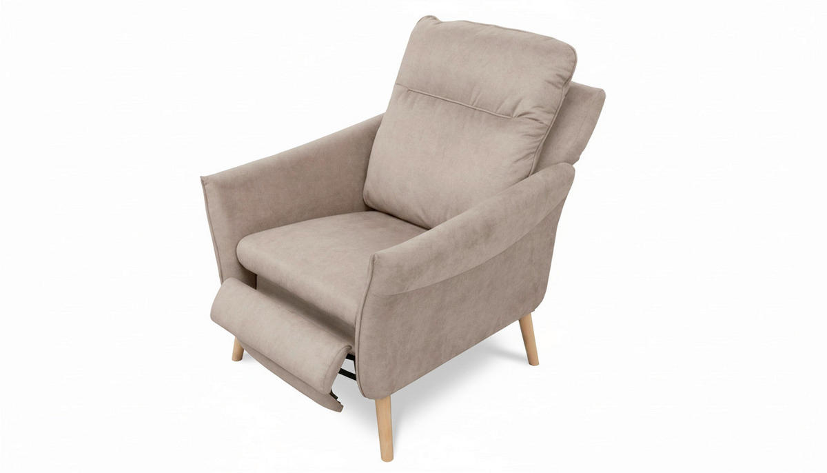 RELAXSESSEL in Textil Beige  - Beige/Buchefarben, Design, Holz/Textil (88/110/92cm) - Livetastic