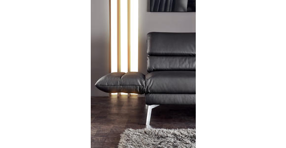 ZWEISITZER-SOFA in Echtleder Schwarz - Chromfarben/Schwarz, Design, Leder/Metall (172-226/83/96cm) - Dieter Knoll
