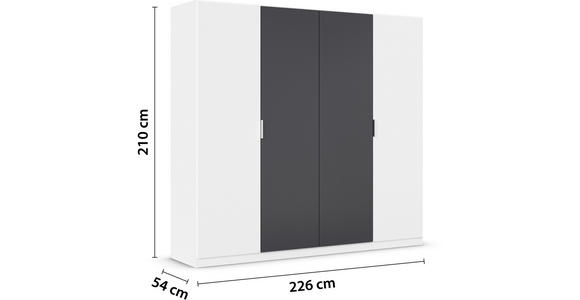 DREHTÜRENSCHRANK 226/210/54 cm 4-türig Weiß, Dunkelgrau  - Dunkelgrau/Alufarben, Design, Holzwerkstoff/Metall (226/210/54cm) - Xora