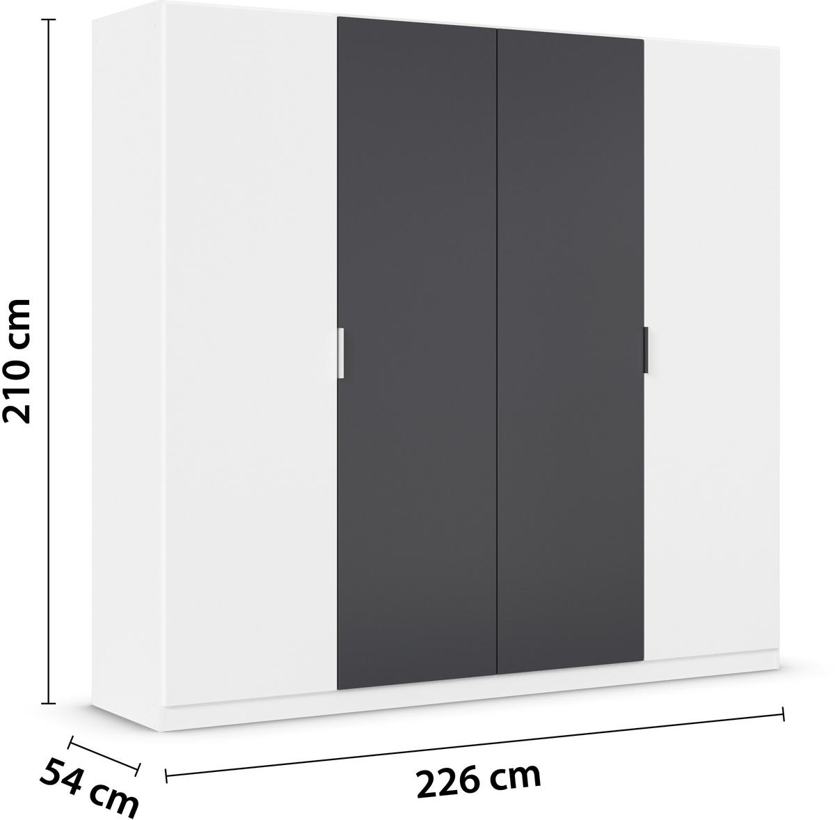 DREHTÜRENSCHRANK in Weiss, Dunkelgrau  - Weiss/Dunkelgrau, Design, Holzwerkstoff/Metall (226/210/54cm) - Boxxx
