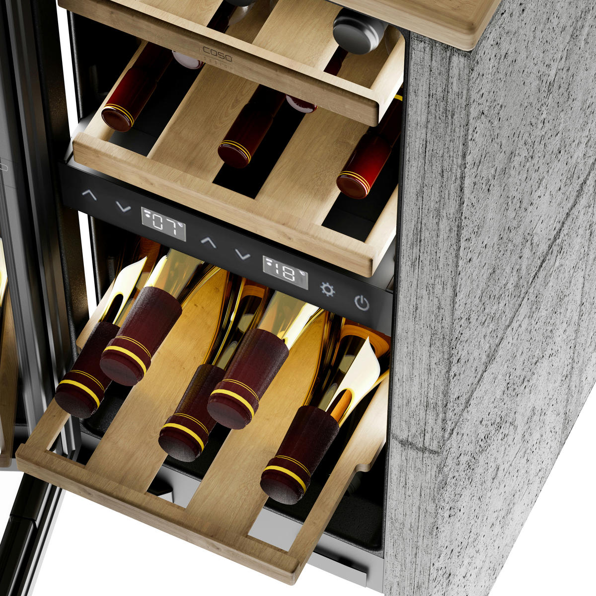 WEINKÜHLSCHRANK WineExcellence WEU 18  - Schwarz, Basics, Glas (29,5/81,8/56,2cm) - CASO Design