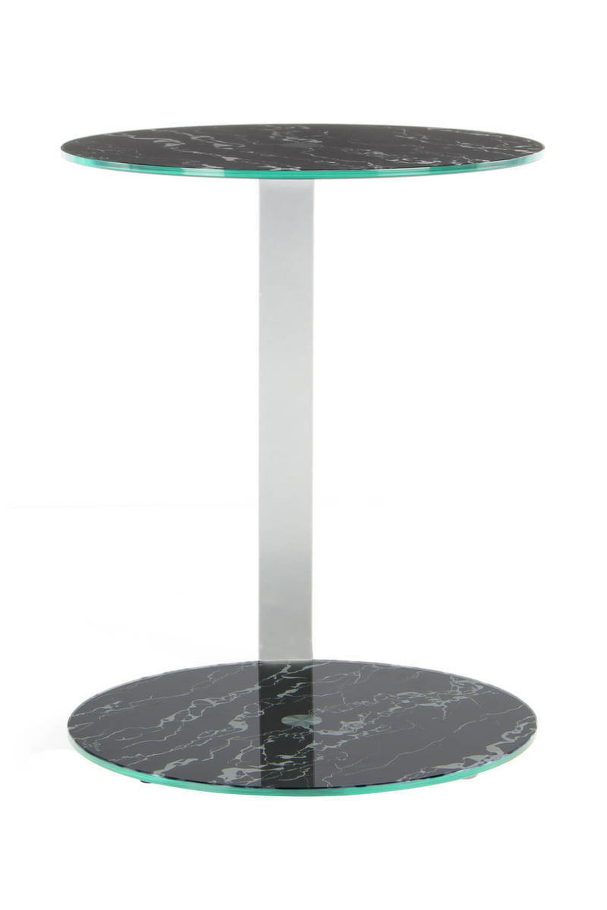 BEISTELLTISCH in Metall, Glas, Holzwerkstoff 40/40/53 cm  - Silberfarben/Schwarz, Basics, Glas/Holzwerkstoff (40/40/53cm) - Kayoom