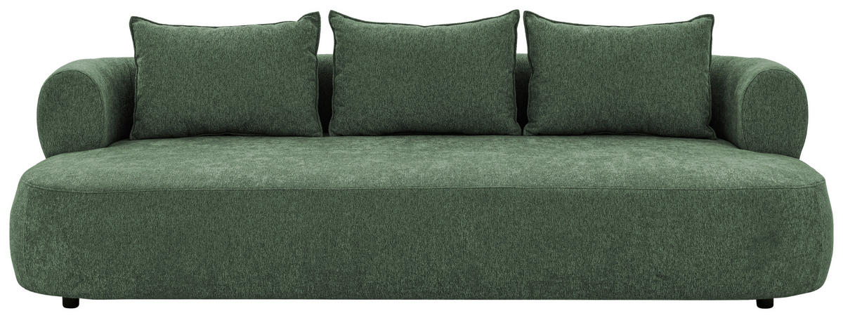 BIGSOFA in Chenille Grün  - Schwarz/Grün, Design, Kunststoff/Textil (240/76/122cm) - Livetastic