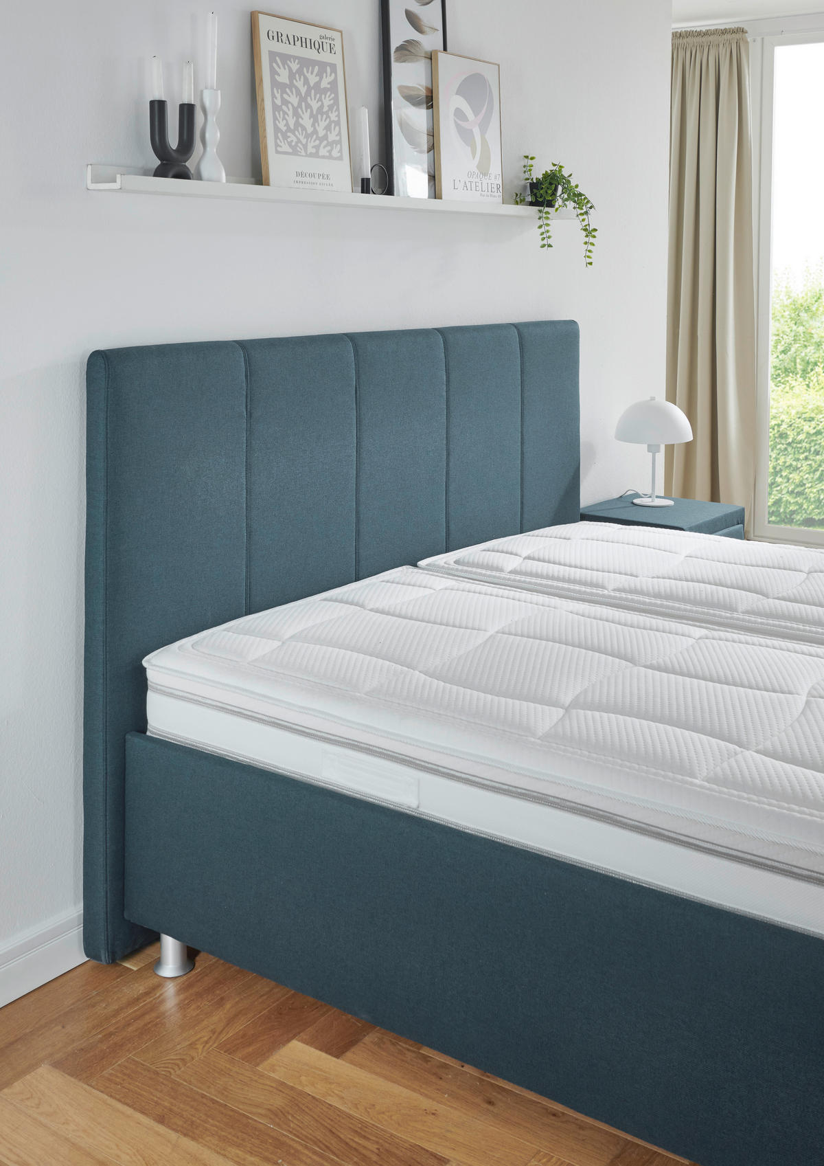 POLSTERBETT 200/200 cm,  in Blau, Dunkelblau, Matratze, gepolstertes Kopfteil, Lattenrost, Bettkasten, H2 + H3 = mittel + fest  - Blau/Alufarben, KONVENTIONELL, Holz/Holzwerkstoff (200/200cm) - Beldomo - Sleep