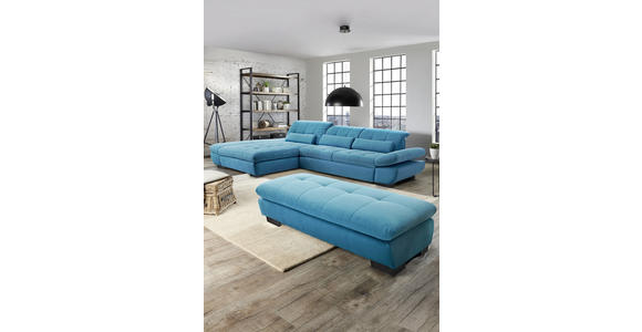 ECKSOFA in Mikrofaser Türkis  - Türkis/Schwarz, Design, Textil/Metall (204/341cm) - Xora