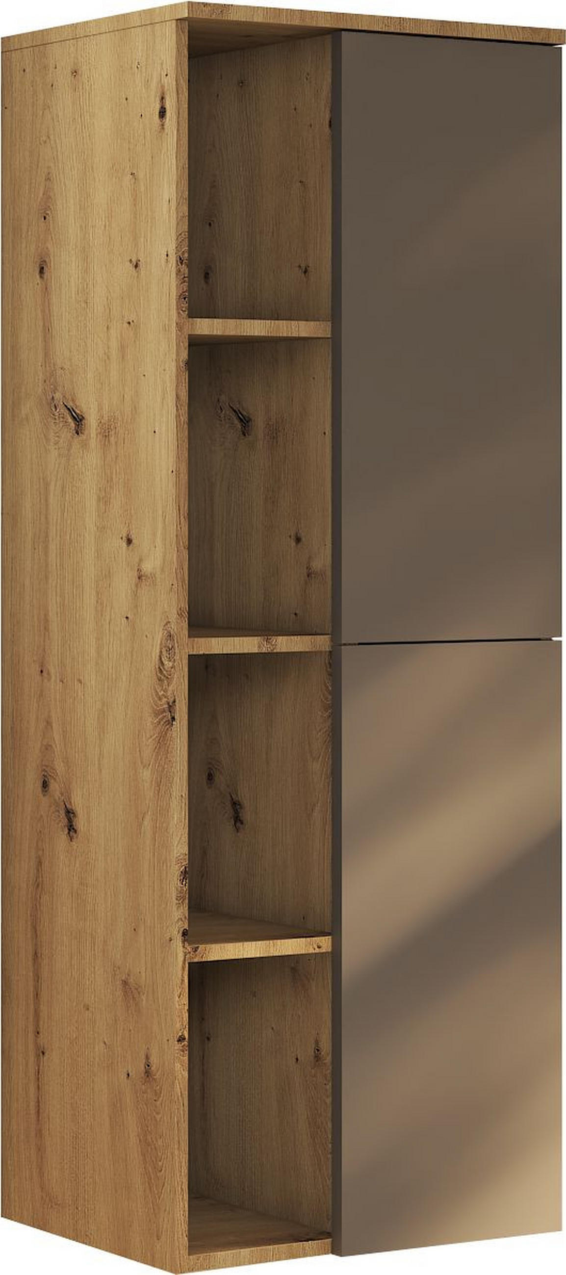 MIDI SKŘÍŇKA, antracitová, barvy dubu, 50/132/32 cm - barvy dubu/antracitová, Moderní, kompozitní dřevo/sklo (50/132/32cm) - Stylife