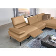 ECKSOFA in Echtleder Honig  - Schwarz/Honig, Design, Leder/Metall (325/157cm) - Dieter Knoll