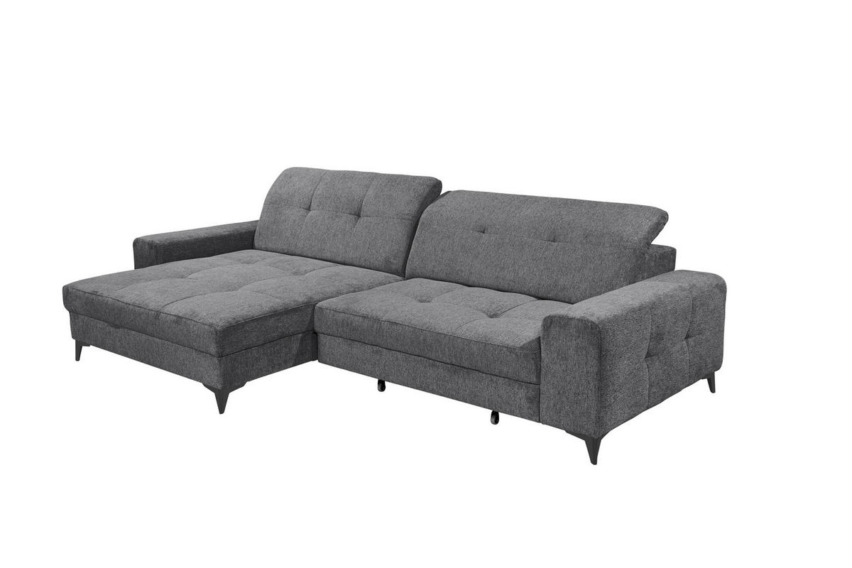 ECKSOFA SORELLA Anthrazit Mikrovelours Kopfteilverstellung, Sitztiefenverstellung  - Anthrazit/Schwarz, Design, Kunststoff/Textil (182/328cm) - MID.YOU