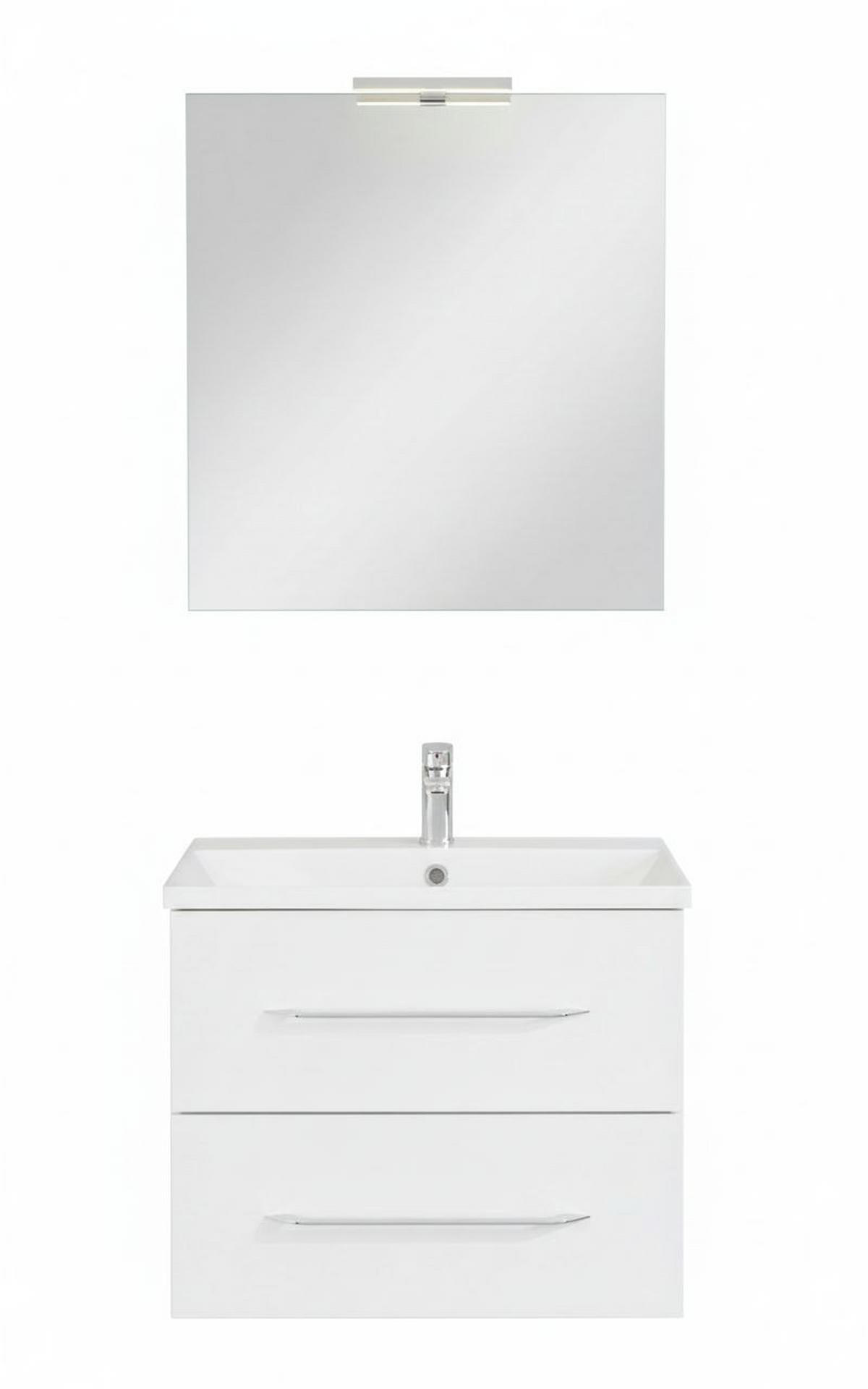 BADEZIMMER 4-teilig  in 60 cm  - Chromfarben/Weiß Hochglanz, MODERN, Holzwerkstoff/Stein (60cm) - MID.YOU