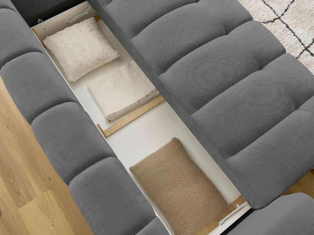 SCHLAFSOFA FUJI Leinenoptik Dunkelgrau  inkl.  - Dunkelgrau/Schwarz, MODERN, Kunststoff/Textil (251/113/88cm)