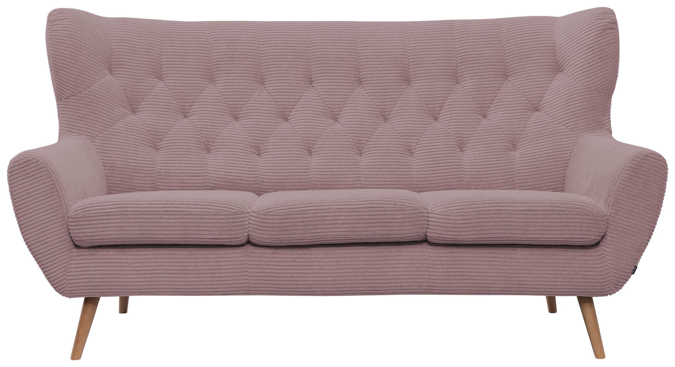3-SITZER-SOFA Cord Rosa  - Rosa, Design, Holz/Textil (187/101/95cm) - Stylife