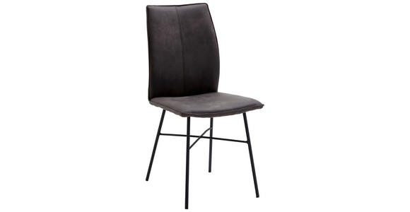 STUHL Mikrofaser Anthrazit, Schwarz - Anthrazit/Schwarz, Design, Textil/Metall (46/93/57cm) - Dieter Knoll
