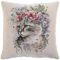 KISSENHÜLLE FLOWER CAT 45/45 cm  - Multicolor, Textil (45/45cm) - Novel