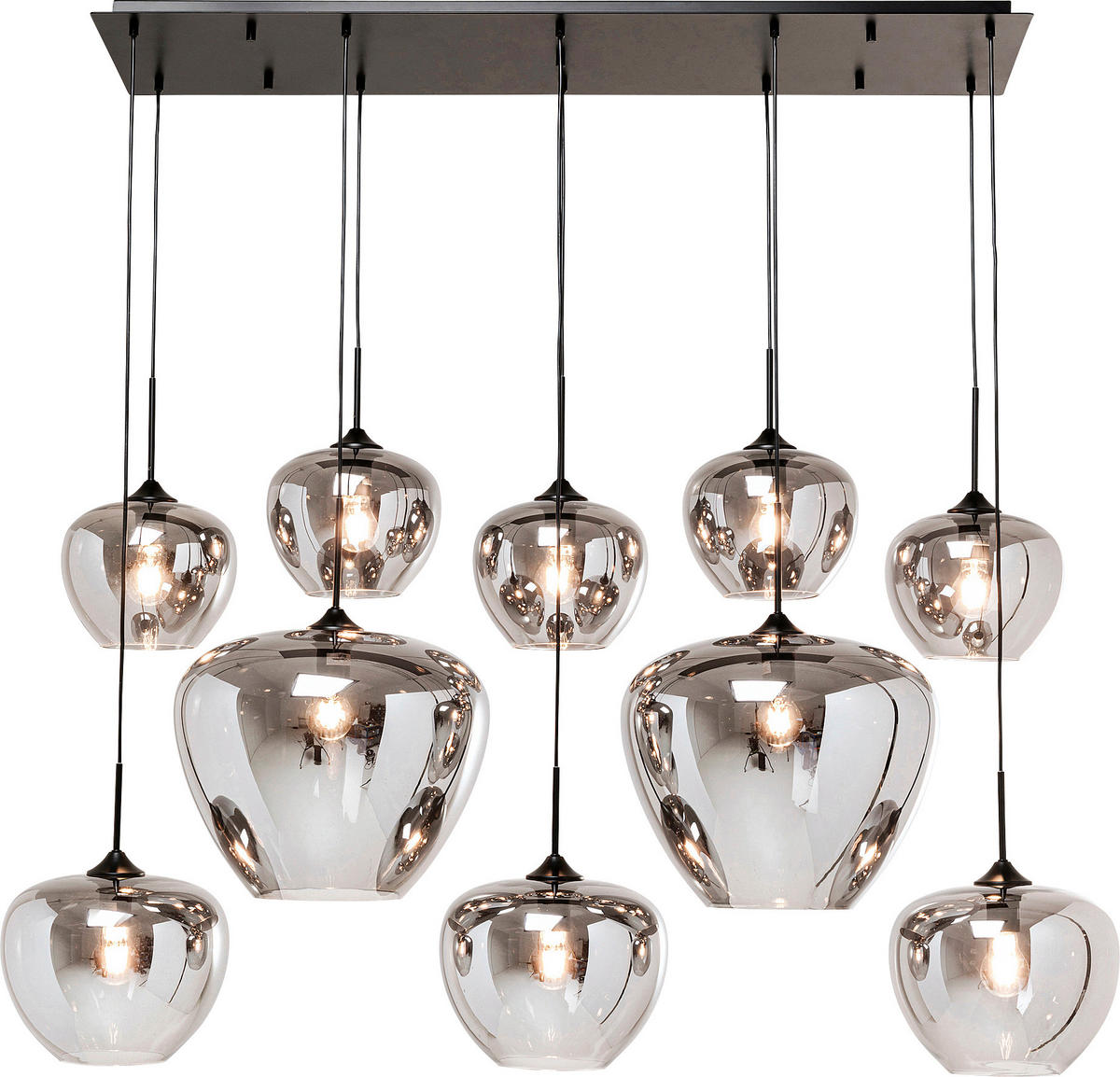 HÄNGELEUCHTE 60/160/110 cm   - Silberfarben, Trend, Glas/Metall (60/160/110cm) - Kare-Design