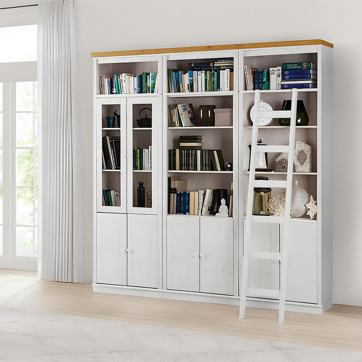 ANSTELLLEITER - Weiß, Design, Holz (36/188/6cm) - Livetastic