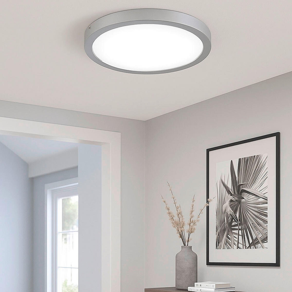 AUFBAULEUCHTE 30/3,2 cm   - Chromfarben/Weiß, Design, Kunststoff/Metall (30/3,2cm) - Globo