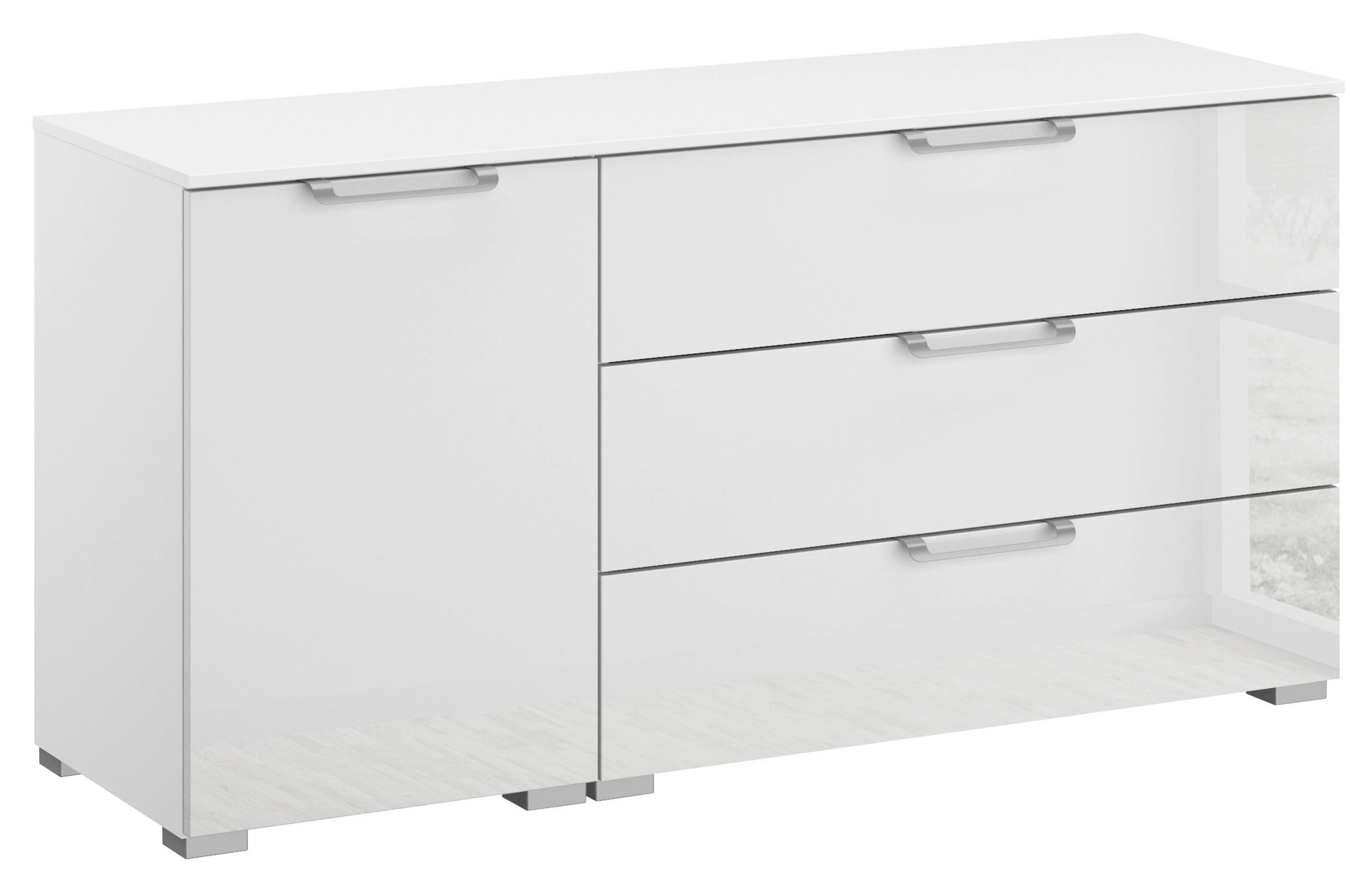 SIDEBOARD 120/61/42 cm Klar, Weiss  - Klar/Weiss, Design, Glas/Holzwerkstoff (120/61/42cm) - Novel
