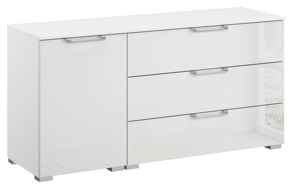 SIDEBOARD 120/61/42 cm Klar, Weiss  - Klar/Weiss, Design, Glas/Holzwerkstoff (120/61/42cm) - Novel