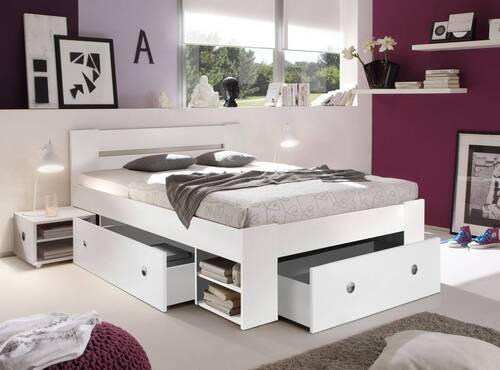 SET KREVETA I NOĆNIH ORMARIĆA   140/200 cm   bijela  - bijela, Moderno (140/200cm) - MID.YOU