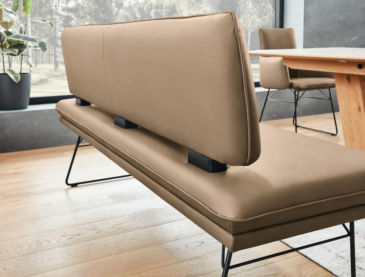 SITZBANK in Metall, Textil Schwarz, Sandfarben  - Sandfarben/Schwarz, Design, Textil/Metall (195/91/65cm) - Dieter Knoll