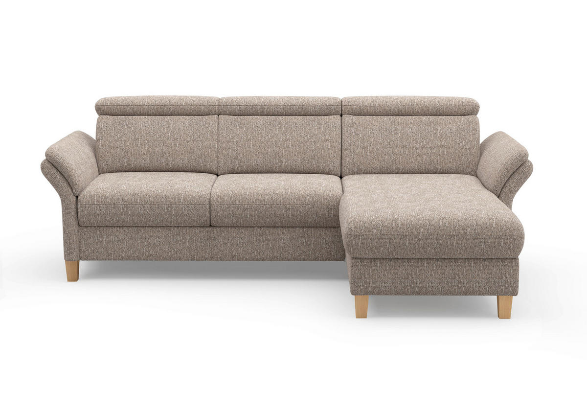 ECKSOFA GLENDALE E Cappuccino Chenille  - Eichefarben/Cappuccino, KONVENTIONELL, Holz/Textil (253/166cm) - Sit & More