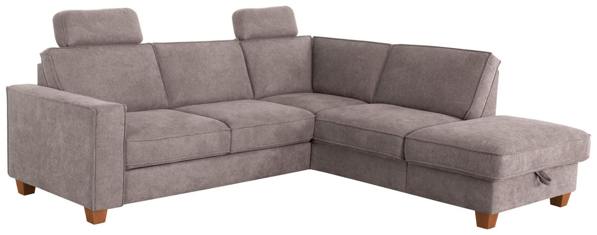 ECKSOFA in Flachgewebe Taupe  - Taupe/Eichefarben, Konventionell, Holz/Textil (236/213cm) - Sit & More