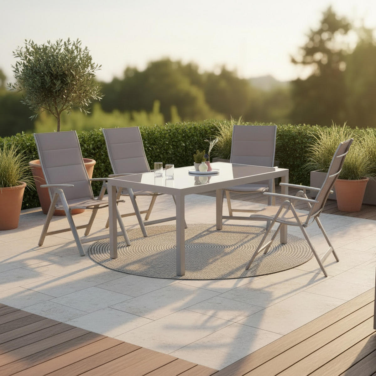 VRTNA GARNITURA Taviano  aluminij  rjava, srebrne barve  rjava, srebrne barve    - srebrne barve/rjava, Romantika, kovina/steklo - Gardenson