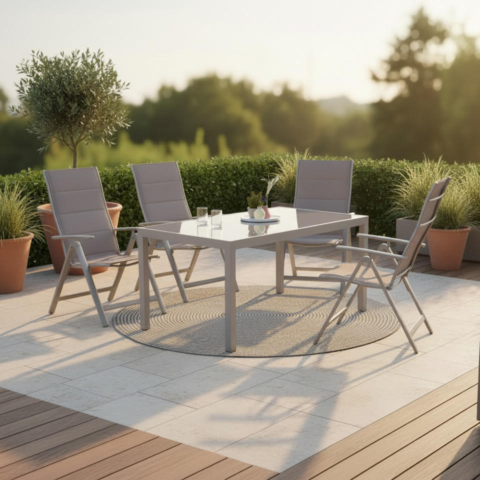 Gardenson Gartentischgruppe Taviano Braun, Silber