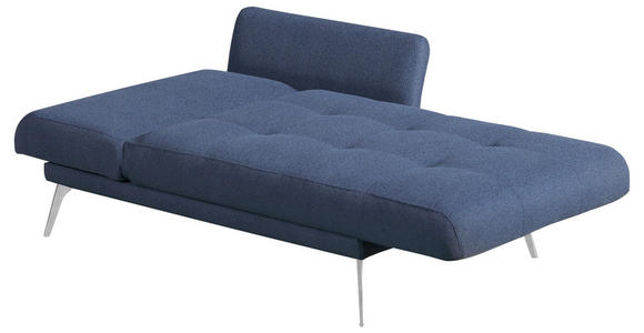 RÉCAMIERE Dunkelblau Flachgewebe - Chromfarben/Dunkelblau, KONVENTIONELL, Textil/Metall (200/85/106cm) - Novel