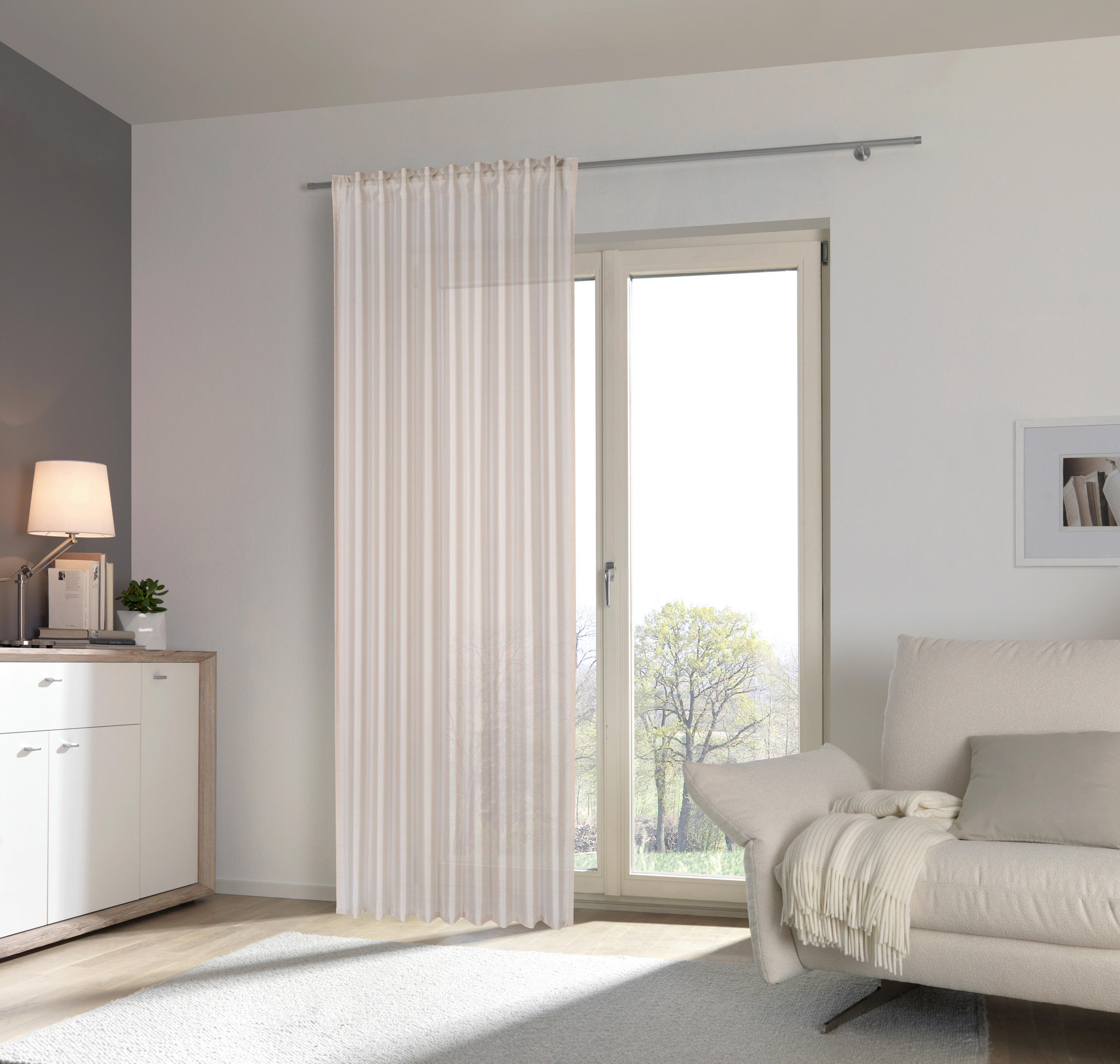 FERTIGVORHANG GLORIA transparent 135/245 cm   - Sandfarben, Basics, Textil (135/245cm) - Esposa