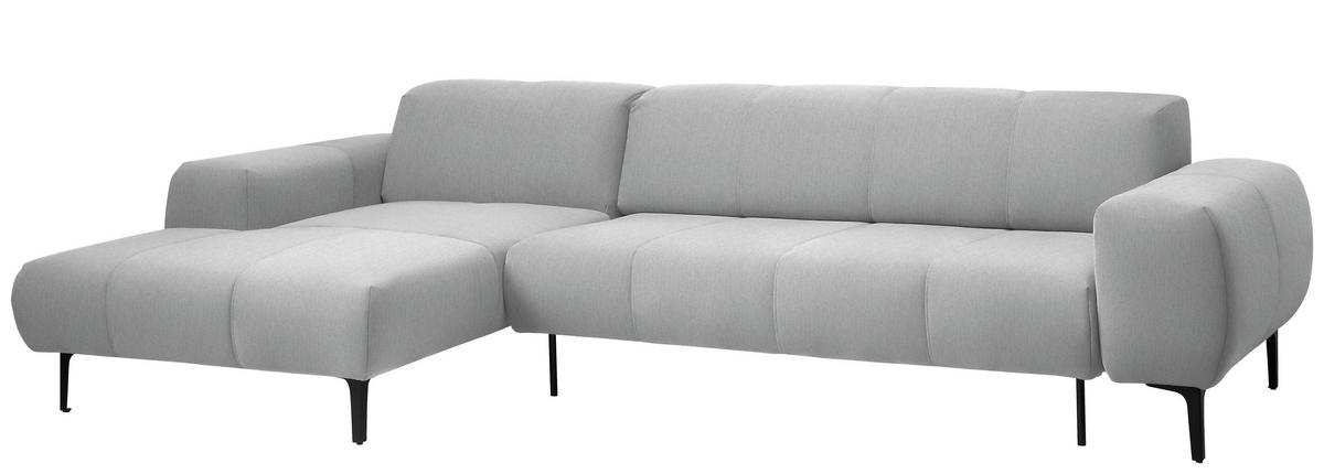 ECKSOFA in Chenille Hellgrau  167/311 cm  - Hellgrau/Schwarz, Design, Textil/Metall (167/311cm) - Xora