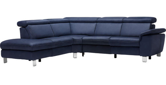 ECKSOFA in Flachgewebe, Mikrofaser Dunkelblau 239/271 cm - Beige/Alufarben, Design, Textil/Metall (239/271cm) - Cantus