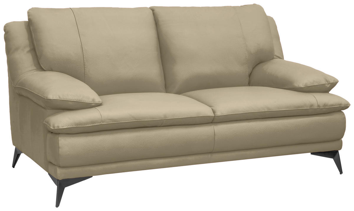 2-SITZER-SOFA Fango Echtleder  - Fango/Schwarz, Design, Leder/Metall (178/92/98cm) - Novel