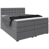 BOXSPRINGBETT 160/200 cm,  in Grau, Bettkasten, Topper, Matratzen, H3 = fest  - Schwarz/Grau, KONVENTIONELL, Kunststoff/Textil (160/200cm) - Boxxx