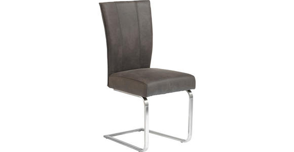 SCHWINGSTUHL in Edelstahl Mikrofaser - Edelstahlfarben/Anthrazit, Design, Textil/Metall (42/99/57cm) - Valnatura