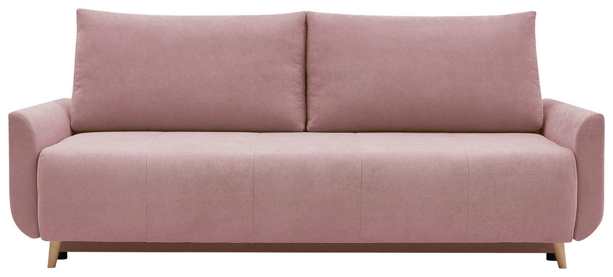 SCHLAFSOFA DUO Mikrofaser Rosa  inkl. Rückenkissen, Bettkasten, Schlaffunktion, Rücken echt  - Naturfarben/Rosa, Design, Textil (218/90/110cm) - P & B