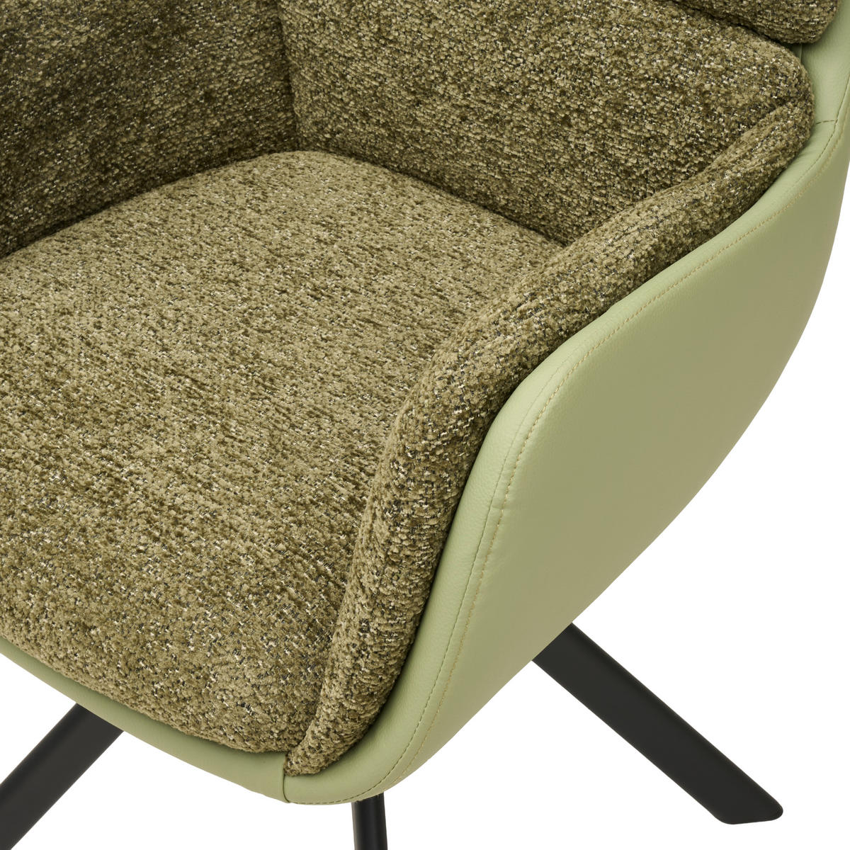 ARMLEHNSTUHL  Sitzfläche 360° drehbar Webstoff  - Schwarz/Grün, Modern, Textil/Metall (61/91/65cm) - MID.YOU