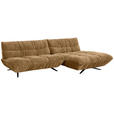 ECKSOFA Beigebraun Chenille Rücken echt, Sitztiefenverstellung  - Beigebraun/Schwarz, Design, Textil/Metall (295/178cm) - Belluti