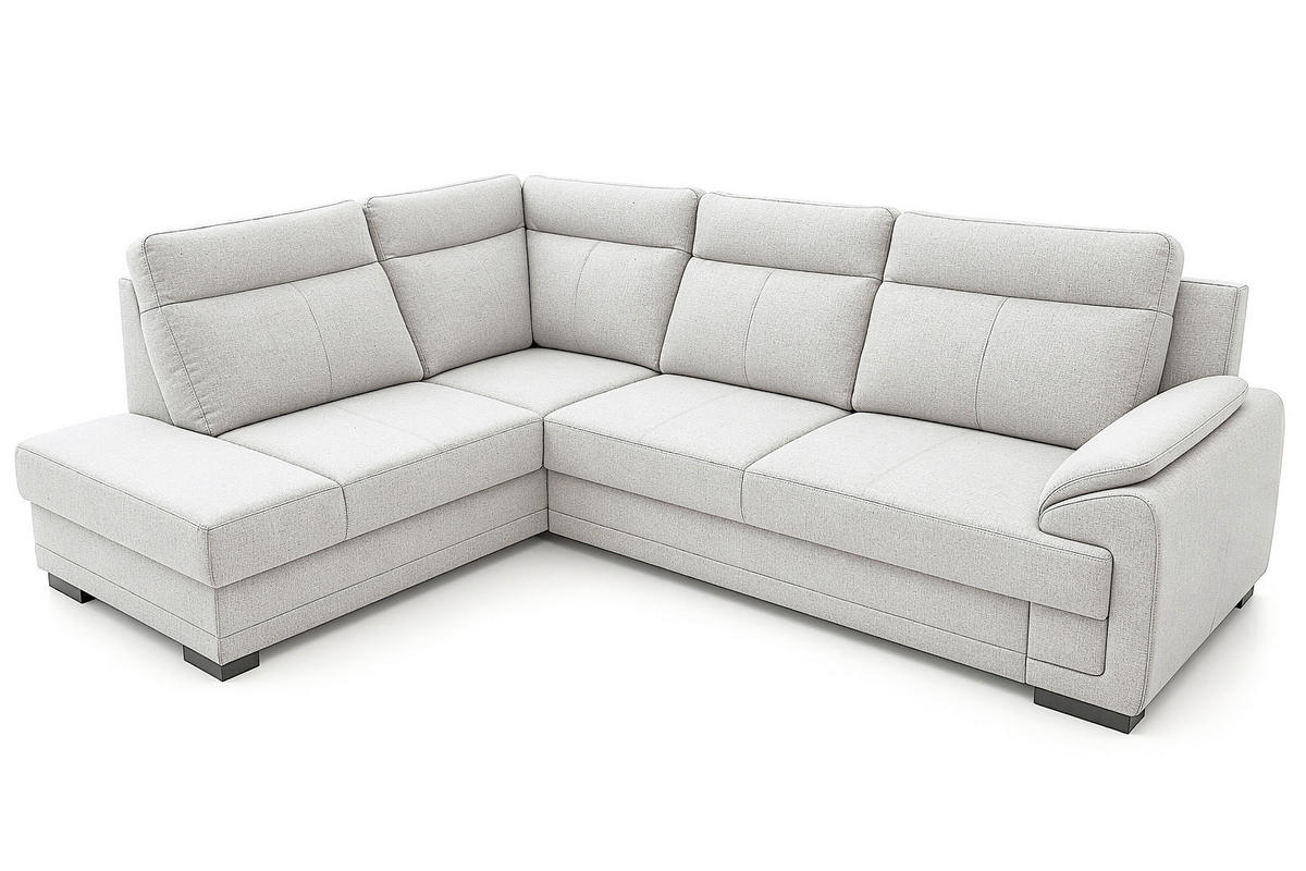ECKSOFA ALTONA Hellgrau Flachgewebe Bettkasten, Schlaffunktion, Stauraum  - Hellgrau/Schwarz, Basics, Holz/Kunststoff (272/207cm) - MID.YOU